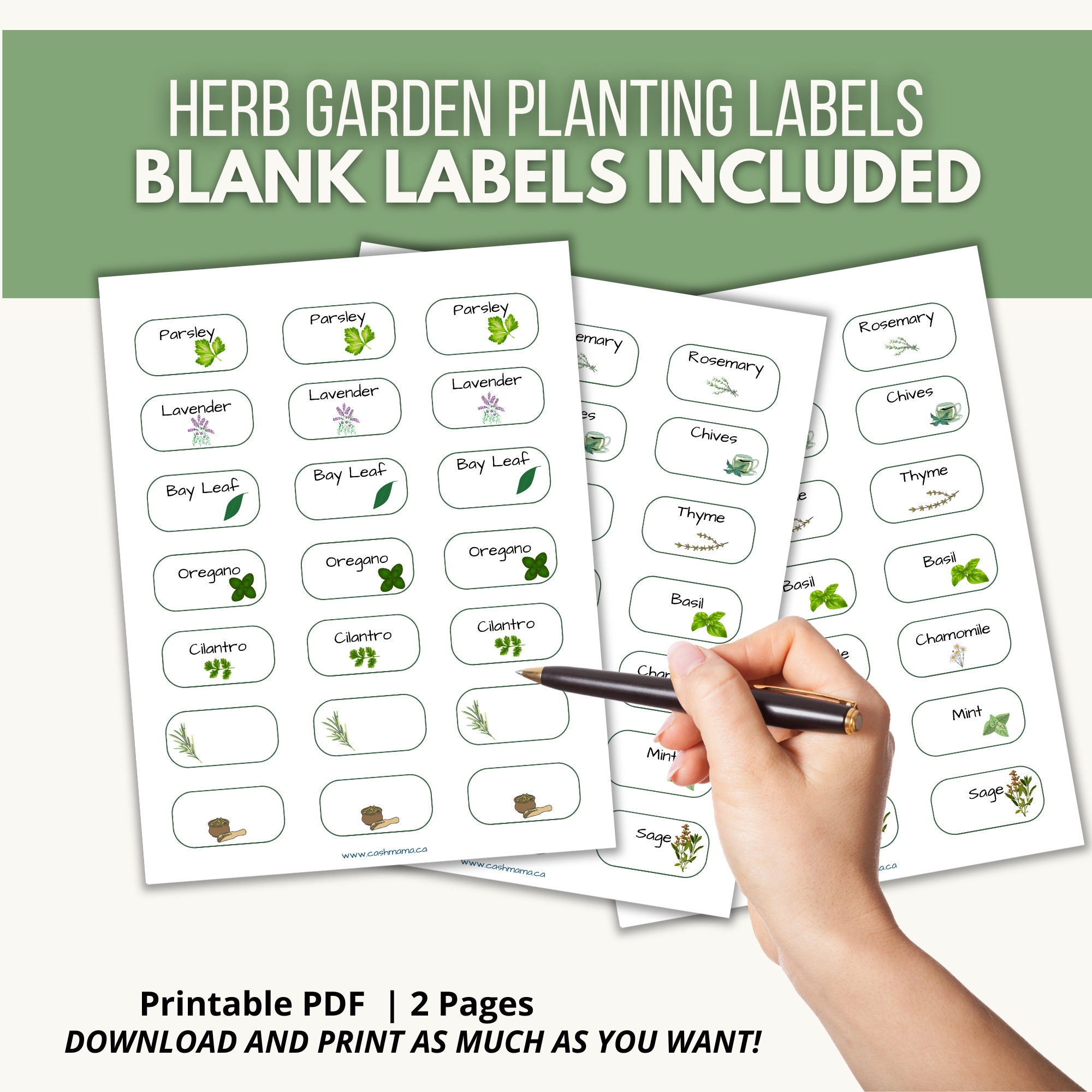 Stickers for Herb Garden Plant Markers, Printable Plant Labels, Printable Plant Markers, Herb ...