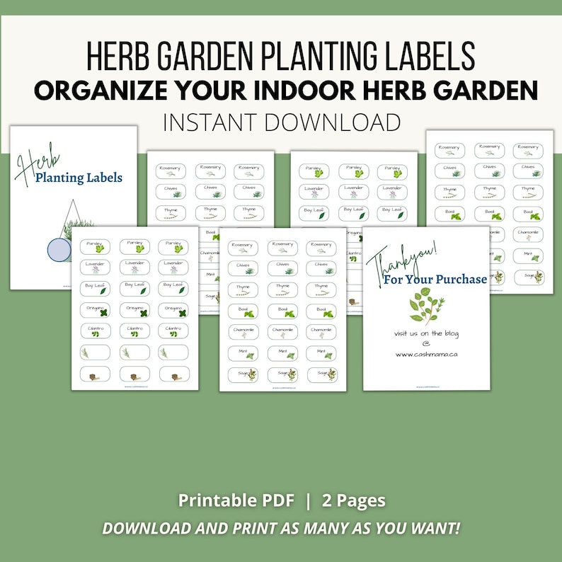 Stickers for Herb Garden Plant Markers, Printable Plant Labels ...