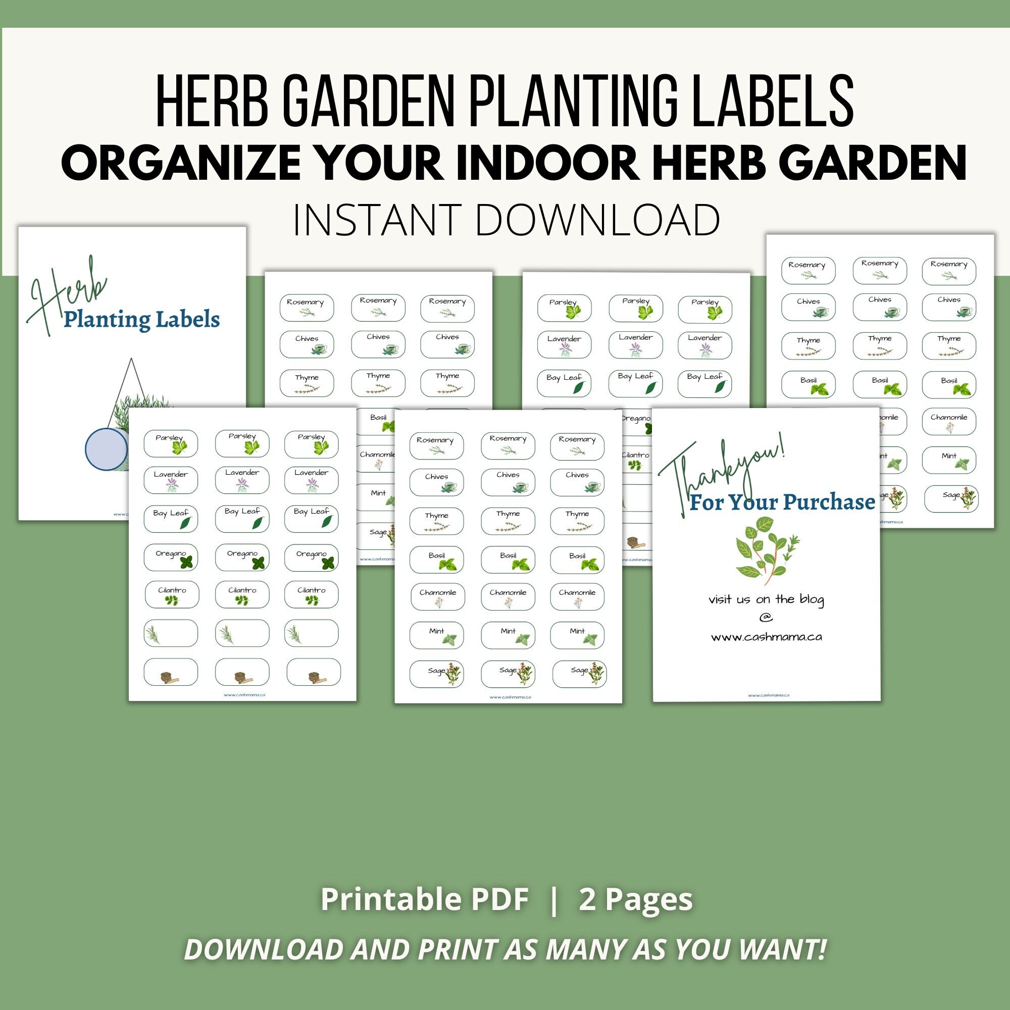 Stickers for Herb Garden Plant Markers, Printable Plant Labels, Printable Plant Markers, Herb ...