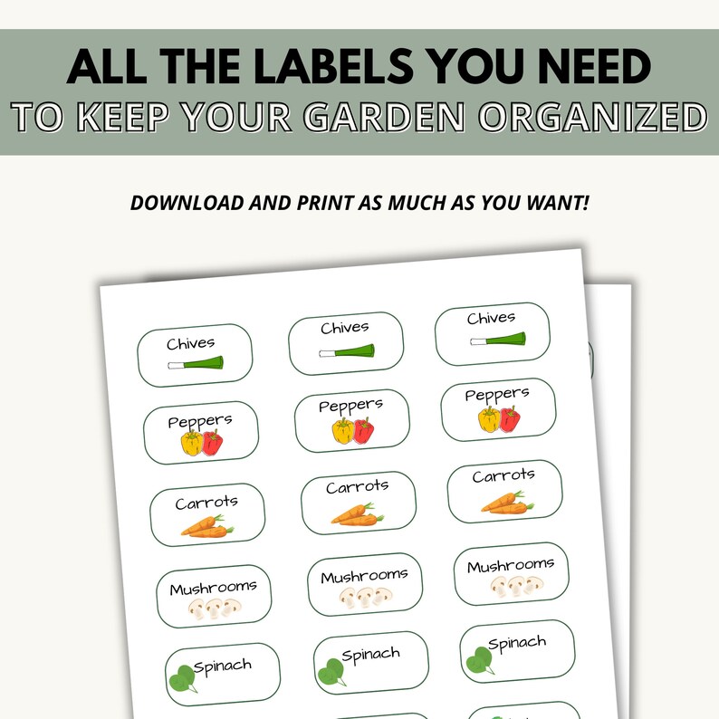 Printable Garden Labels, Vegetable Labels, Vegetable Stickers, Flower ...