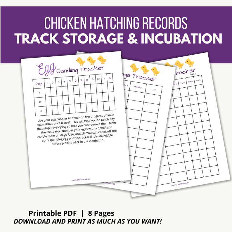 Chicken Incubation Journal, Printable Hatching Tracker, Backyard Flock Hatching Log, Hatchery Log Book image 3