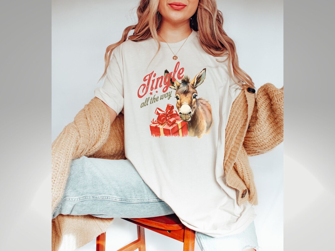 Christmas Donkey Shirt, Christmas Lights Tshirt, Donkey Lover Gift , Farm Animal T Shirt, Funny