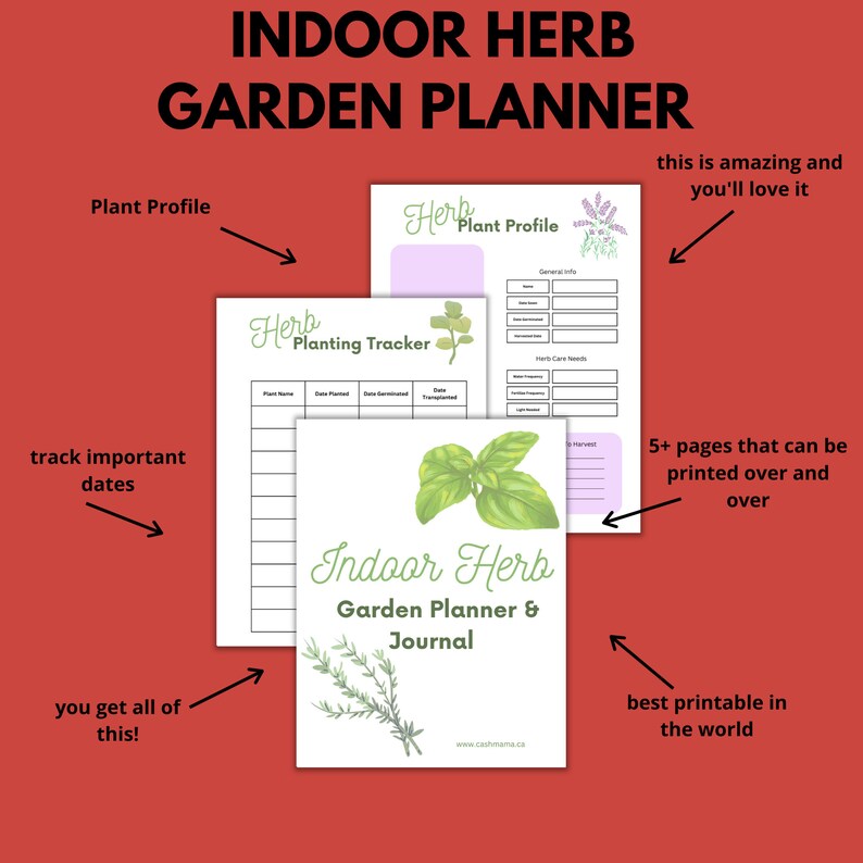Printable Indoor Herb Garden Planner Journal, Watering Fertilizing ...