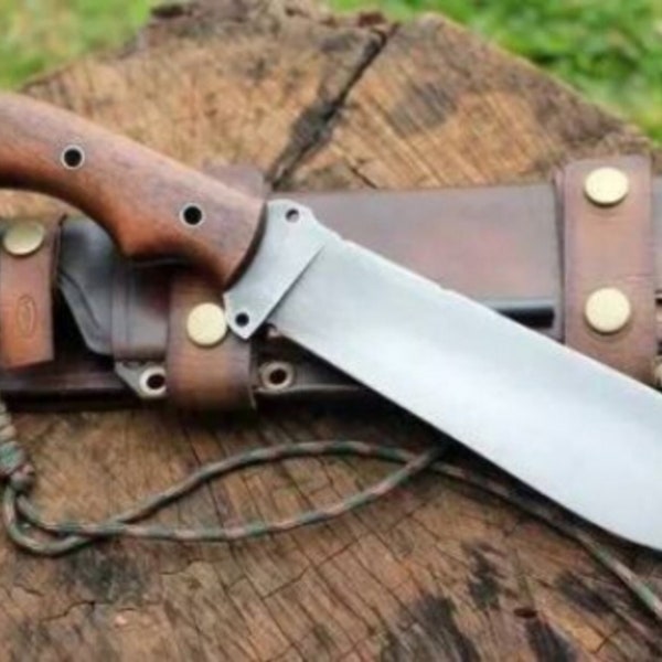 Handmade custom Damascus Steel God Father  hunting survival Bowie knife with leather sheath