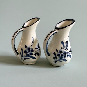 Delft Blue Miniature Pitchers: 'Hand Painted Holland', Ceramic Jugs - Vintage Dutch Decor