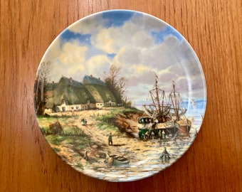 Vintage Collectible Bavarian Decorative Plate - 'Fischer auf der Warft' - H. E. Feldkamp, 1989