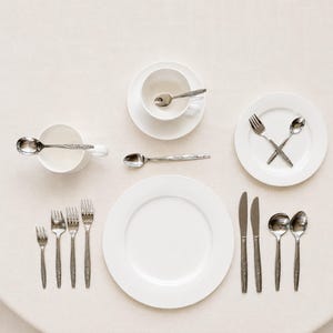 Vintage Japanese Stainless Steel Flatware: 110 Pieces, 8 Place Settings, Embossed Rose Pattern