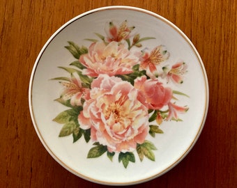 Vintage Collectible Porcelain Plate - "The Floral Collection" - Peruvian Lily, Peony Design - 6" Side Plate