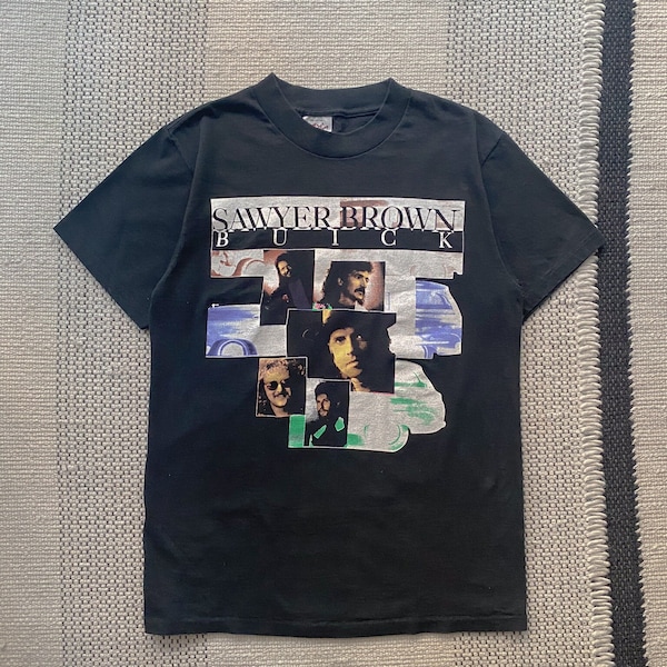 Vintage 1990s Sawyer Brown Buick Country Black Band T-Shirt - Size M