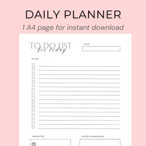 Daily Planner Printable, To Do List, Everyday Planner, Productivity Planner, Undated Planner, Instant Download