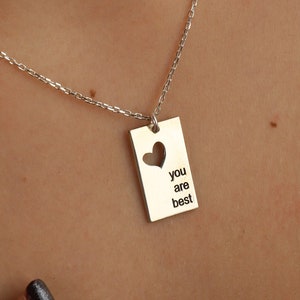 Sterling Silver Plate Necklace: Engraved Quote Jewelry