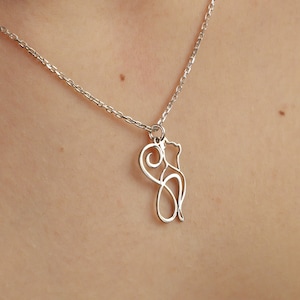 Minimalist Silber Katze Halskette, zierliche Katze Halskette, Line Art Katze Anhänger, Tier Schmuck, Katzen-Liebhaber-Halskette Geschenk, niedlichen Katzen-Anhänger