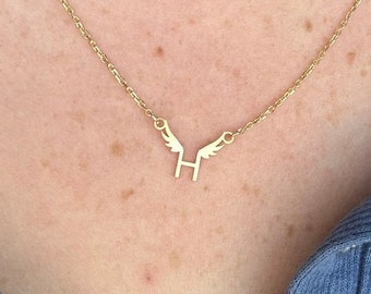 Personalized Sterling Silver Initial Wing Necklace: Memorial Jewelry