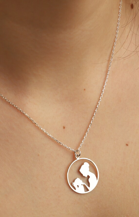 Silhouette necklace for mom deals