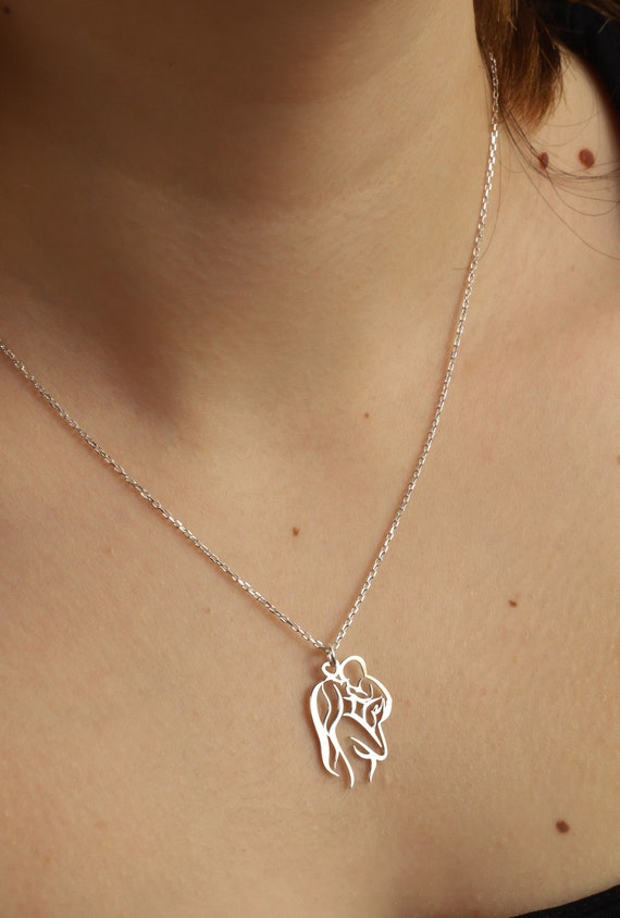 Buy Mom and Baby Silhouette Silver Necklace New Mother Jewelry