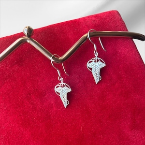 Sterling Silver Fellowship Earrings, Elf Leaf Earrings, Elven Brooch Earrings, Leaf of Lothlorien Earrings, Leaf Jewelry, Elven Earrings