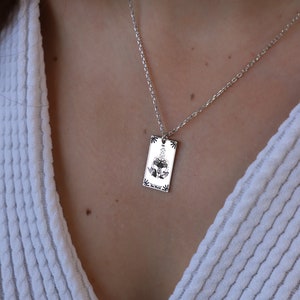 925 Sterling Silver Tarot Card Ketting, Kerstcadeau, Gegraveerde Tarot Ketting, Unieke Tarot Ketting, Nieuw Design 2023 Tarot Ketting