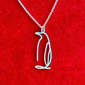 Dainty Silver Penguin Necklace, Line Art Penguin Necklace, Unique Penguin Charm, Penguin Pendant, Animal Necklace, Jewelry for Animal Lover