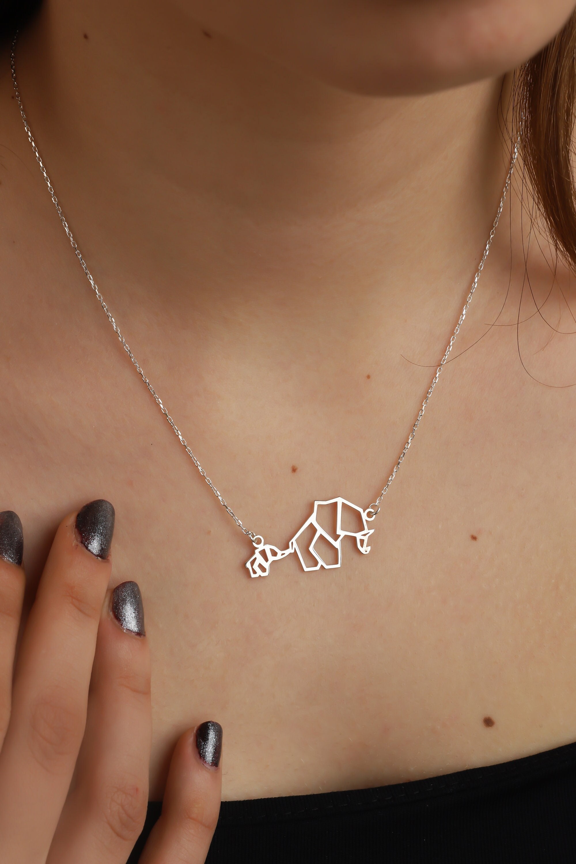 Collana Madre Figlia Argento 925 Con Ciondolo Cuore Elefante Koala Dinosauro Drago - Regalo Festa Della Mamma