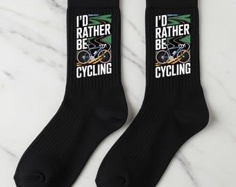 I'd Rather Be Cycling Socks, Funny Bike Crew Socks