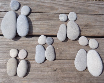 Set of  Small  Pebbles People - PRICE PER SET - Diy Pebbles for Crafts - Stone Figures for Crafting - Sea Pebbles People Art #L32