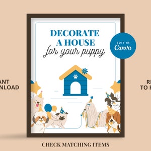 Decora un letrero de la casa Adopta una fiesta de cachorros, Juegos de fiesta de cachorros, Fiesta de cumpleaños de adopción de perros, Cumpleaños de amantes de los perros / Imprimible / ¡Let Pawty!