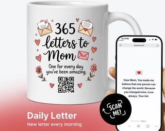 Taza 365 Cartas Diarias a Mamá: Regalo Interactivo con Código QR (Cerámica)