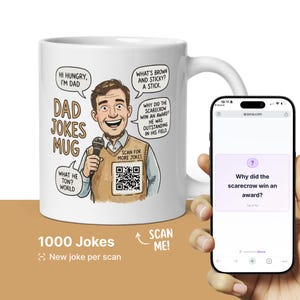 Kubek Interaktywny Żarty Taty: 1000 Żartów przez Skan QR (Ceramika)