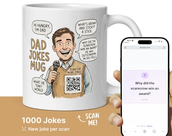 Taza Chistes de Papá Interactiva: 1000 Chistes por Escaneo QR (Cerámica)