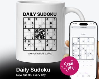 Taza Sudoku Diario: Taza Puzzle Interactiva con Código QR – Regalo Rompecabezas (Cerámica)