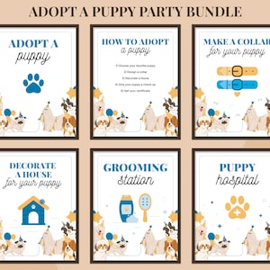 Adopta un paquete de fiesta de cachorros, juegos de fiesta de cachorros, fiesta de cumpleaños de cachorros, fiesta de cumpleaños de adopción de perros, cumpleaños de amante de perros, diversión / descarga instantánea