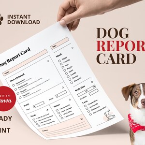 Druckbare Hundemelde-Vorlage für Tiersitter und Hunde-Tagesstätten - Behalte den Überblick über deine pelzigen Kunden! Haustier Ausweis. Hund Gassi Karte