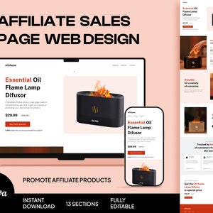 Página de ventas de marketing de afiliados, sitio web de marketing de afiliados de Canva, plantilla de marketing de afiliados, marketing de afiliados de Amazon, página de destino