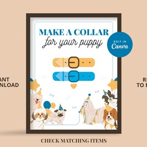 Maak een halsband voor puppy Teken Adopteer een puppyfeest, Puppy Party Games, Hond Adoptie Verjaardagsfeestje, Hondenliefhebber Verjaardag | Afdrukbaar | Pawty!