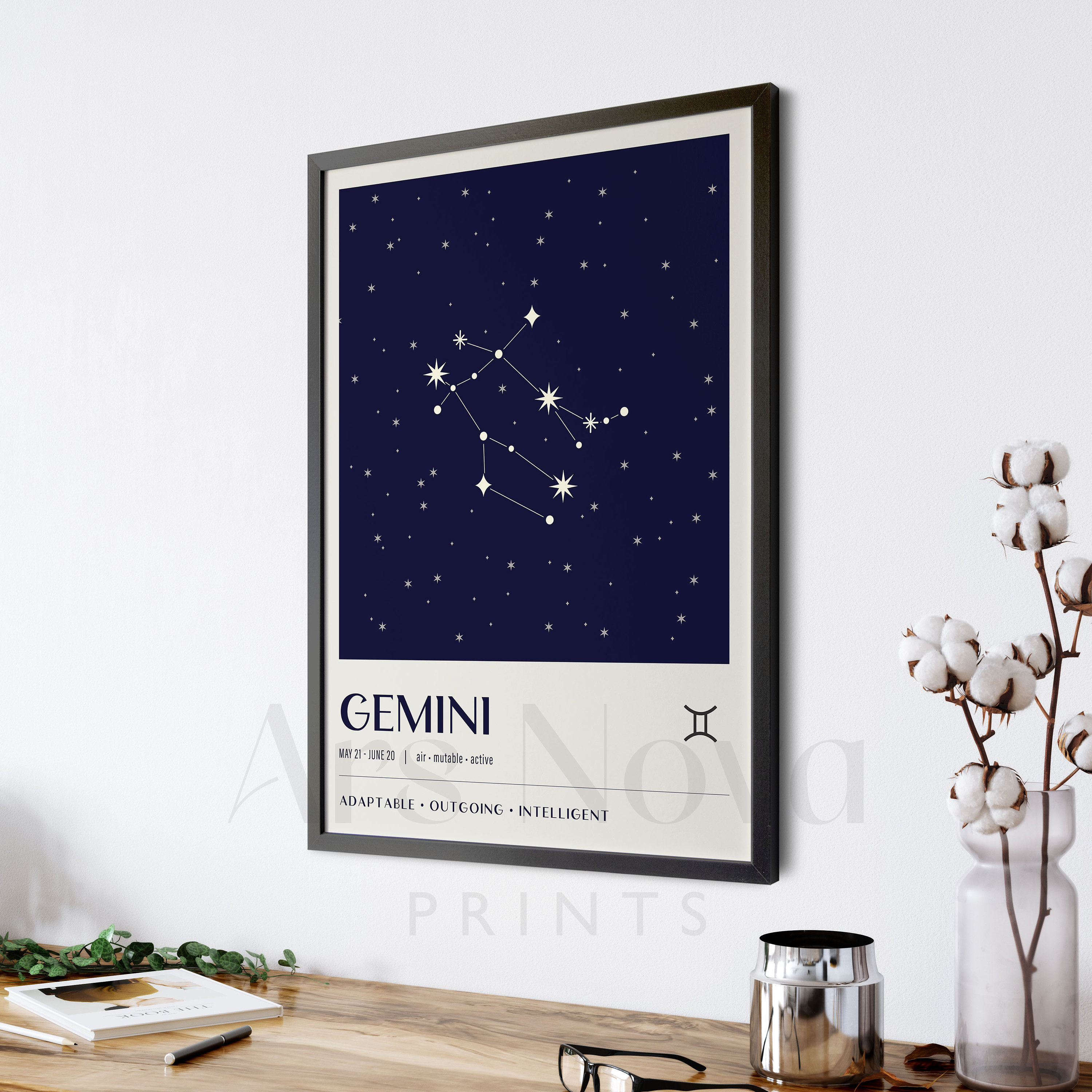 Gemini Wall Art Poster, Gemini Zodiac Gifts, Star Sign Astrology Gift ...