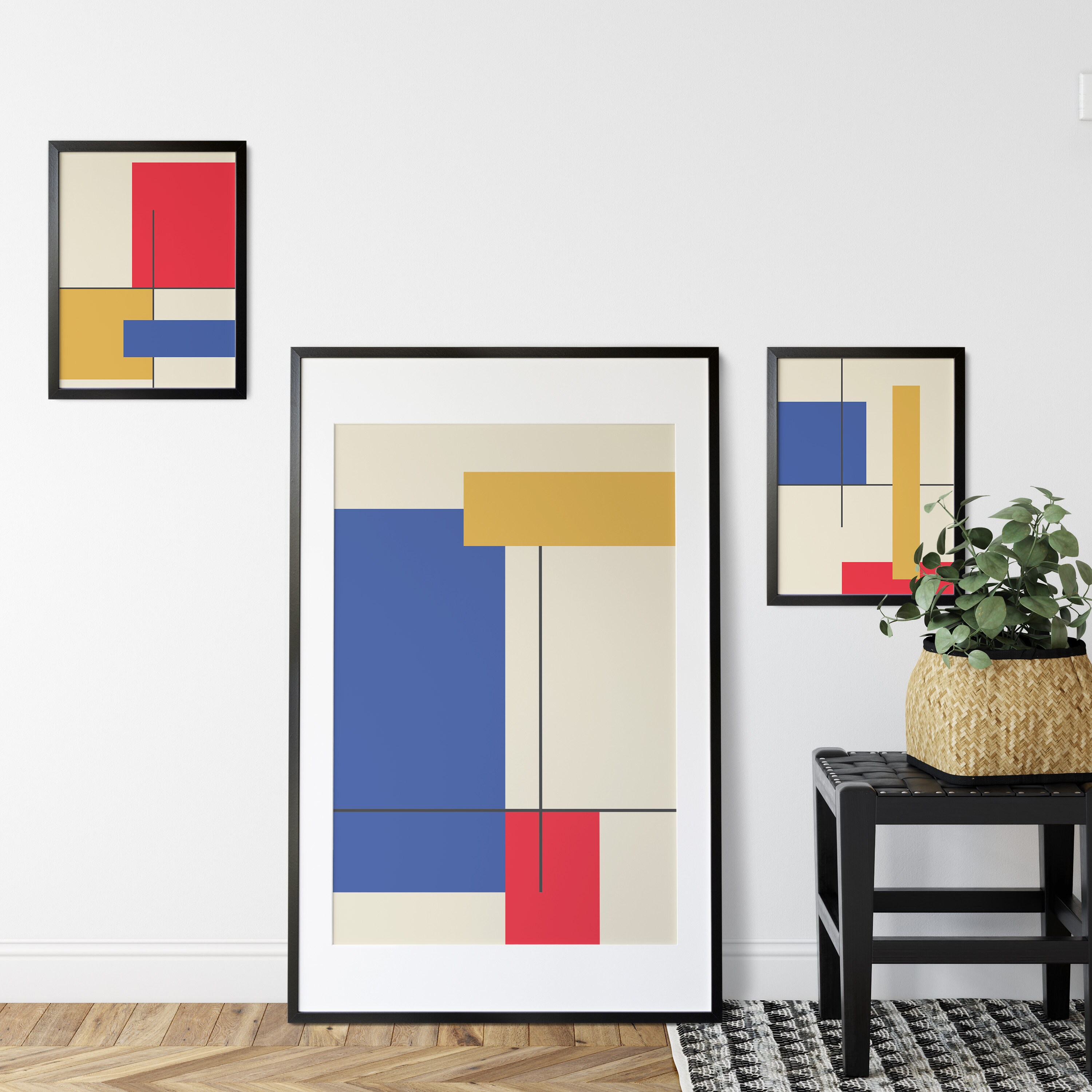 Bauhaus Poster Set of 3 Prints, Piet Mondrian Wall Art, 3 Piece Wall ...