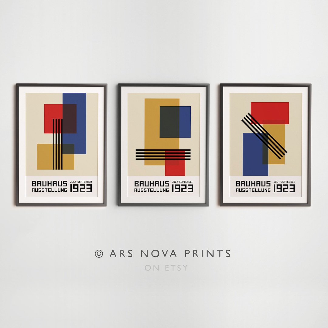 Bauhaus Poster Set of 3 Prints, Bauhaus Exhibition Wall Art, 3 Piece ...