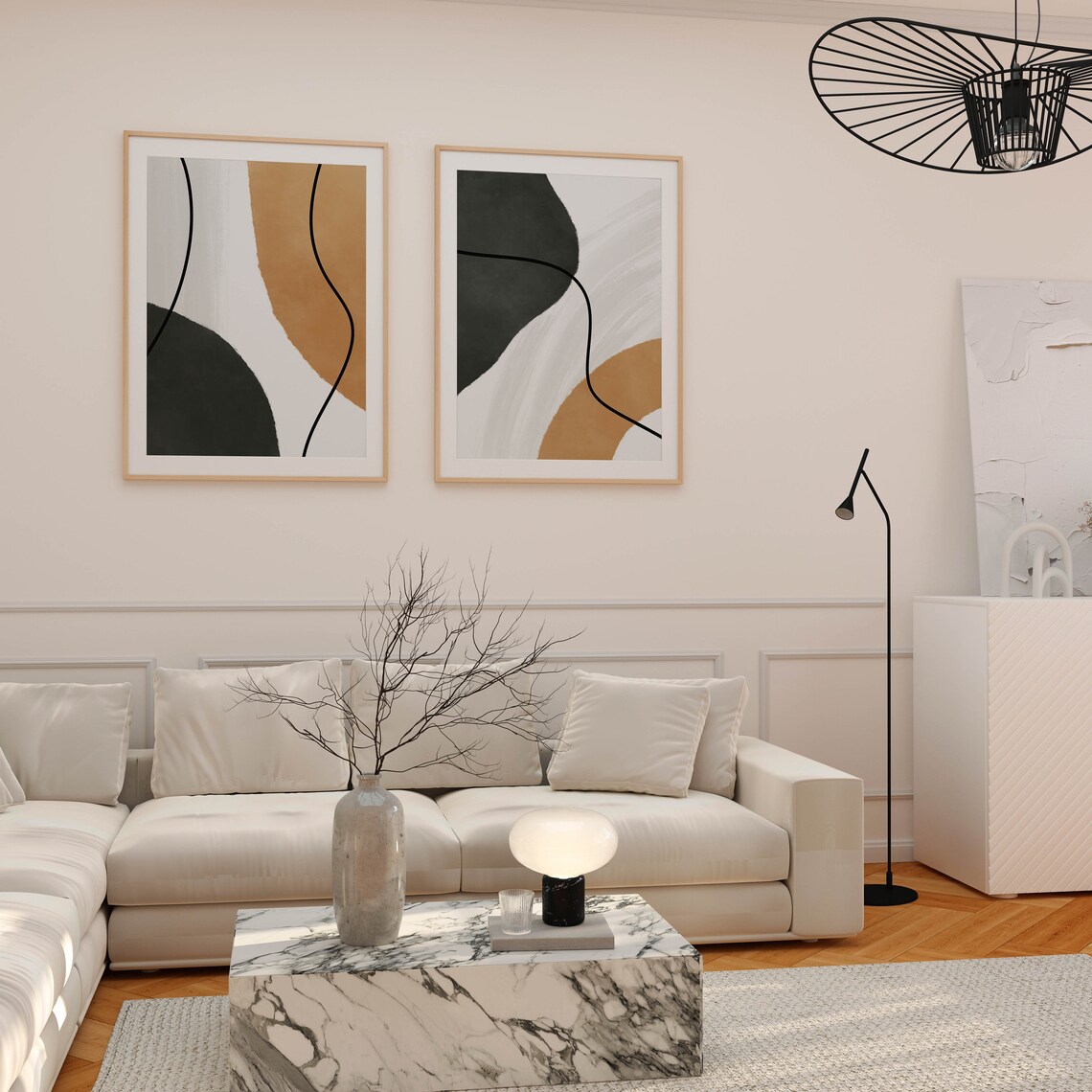 Japandi Wall Art Set of 2 Print Dark Forest Green Wall Art Etsy