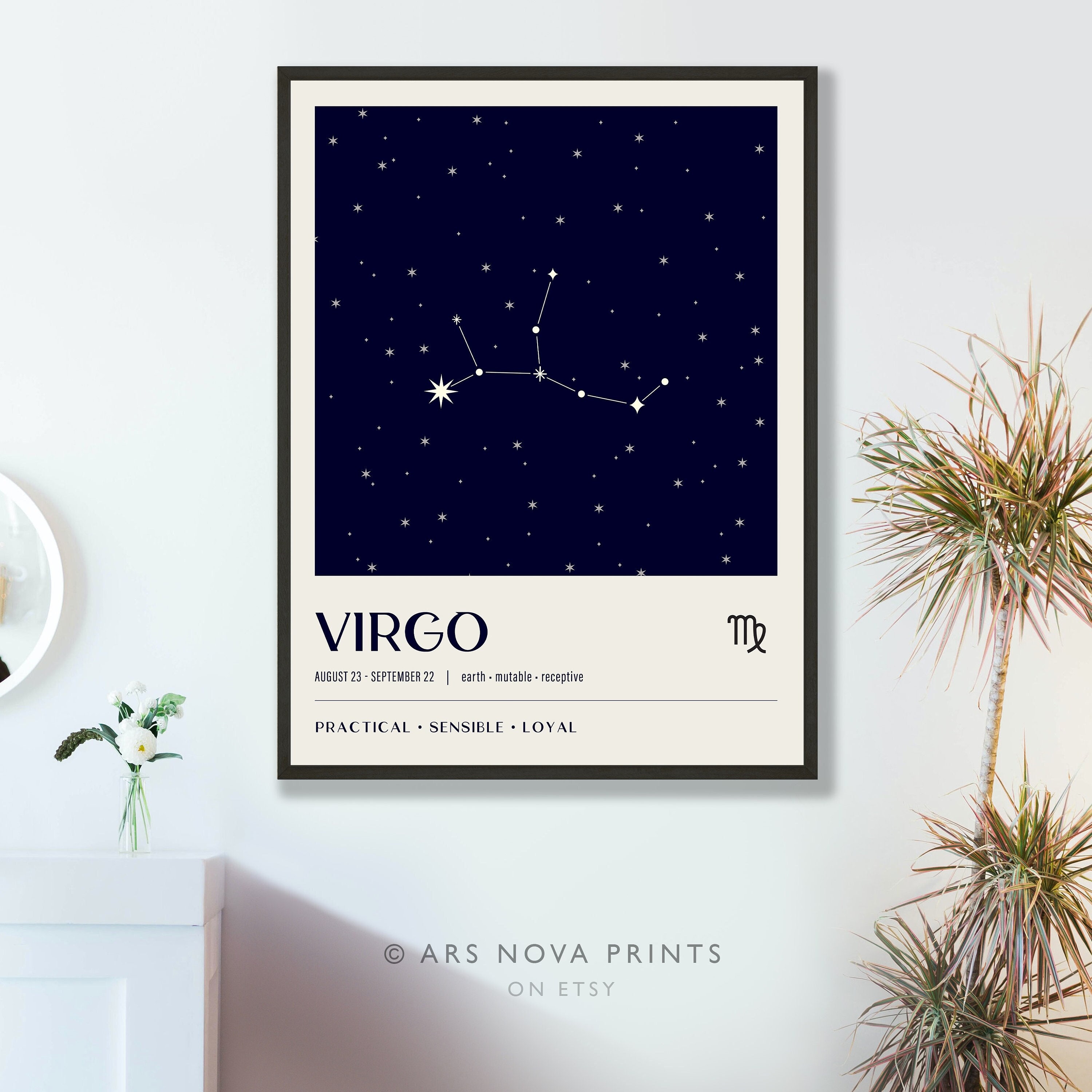 Virgo Wall Art Poster, Virgo Zodiac Gifts, Star Sign Astrology