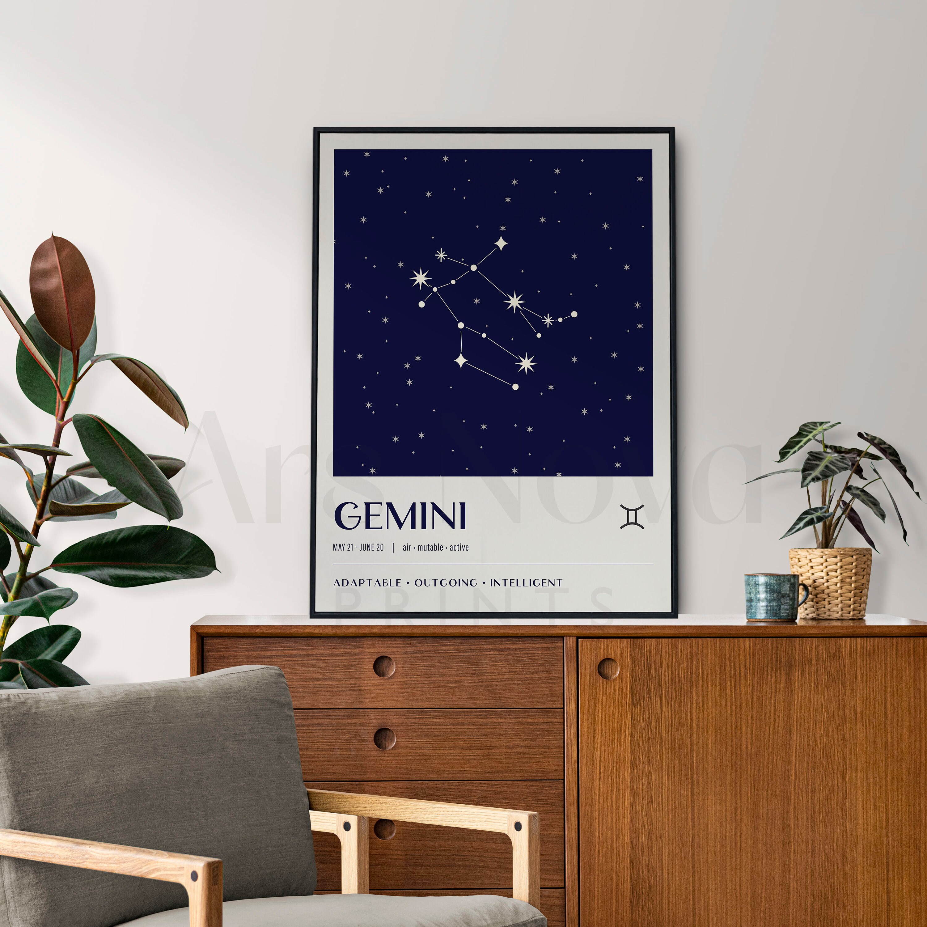 Gemini Wall Art Poster, Gemini Zodiac Gifts, Star Sign Astrology Gift ...