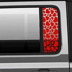 Heart Shape Pattern Side Window Vinyl Decal Set - Fits  2018+ Jeep Wrangler JLU Gladiator JT
