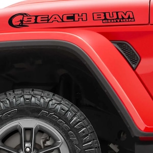 Beach Bum Edition Hood Decal Set Graphic for Wrangler JL and Gladiator JT 2018 Plus | Also Fits Rear Fender Panel