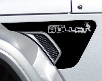 Calcomanía de vinilo Silver Bullet Edition para la ventilación del guardabarros - Compatible con Jeep Wrangler JL/Jeep Gladiator JT 2018+