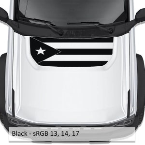 Puerto Rico Flag Blackout Hood Vinyl Decal Fits Ford Bronco 2021-2023