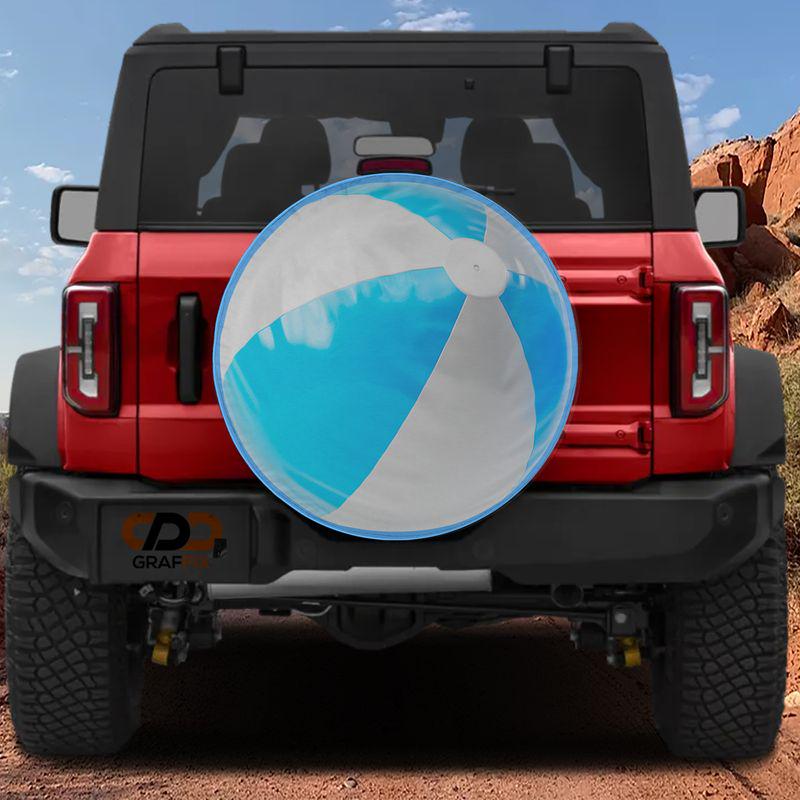 Discover Spare Tire Blue & White Beach Ball Cover, RV Camping Gift