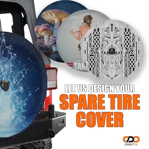 Design Your Own Custom Personalized Spare Tire Cover, All Sizes - Full Color - Backup Camera Option Available For Wranglers, Broncos Camping