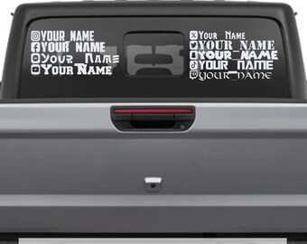 Custom Social Media Username Pair of 2 Decals - Personalized Username Sticker - Social Media Car Window Vinyl Decal Sticker