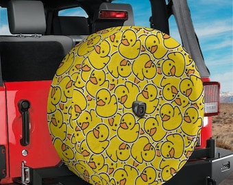 Yellow Rubber Ducky Spare Tire Cover With Backup Camera Hole Option Fits Jeep Wrangler Bronco RV SUV Offroad Vehicles