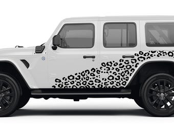 Leopard Print Side Body Vinyl Decal Graphic Kit for Jeep Wranglers 2018 to Current Models