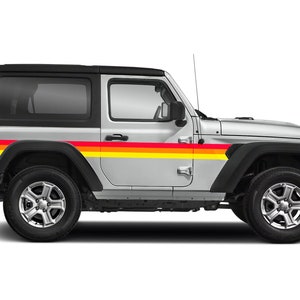 Retro Side Center Stripes Theme Graphics Vinyl Decals Compatible with Jeep Wrangler JL 2 Door 2018 - Present